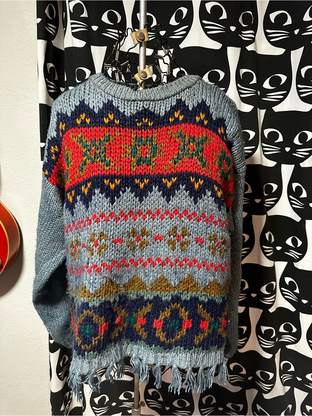 90s vintage knit sweater with fringe